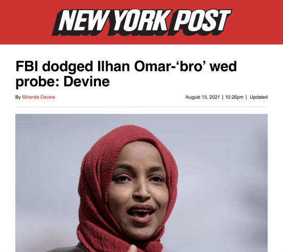 New York Post - FBI dodged Ilhan Omar-'bro' wed probe: Devine